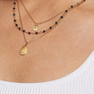 Onyx Gold Lotus Tree Triple Chain Necklace