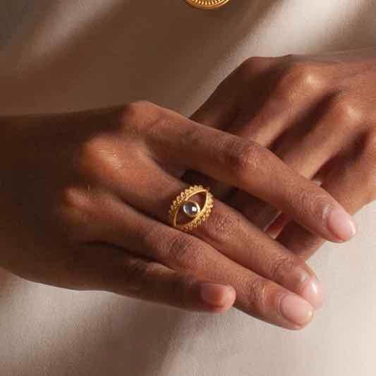 Topaz Blue Eye Keeper of Positivity Ring