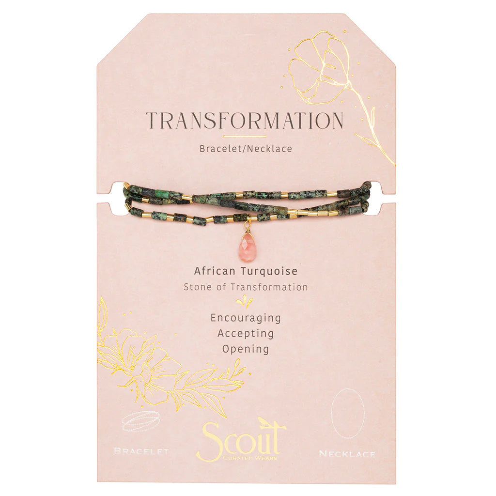 Scout African Turquoise Transformation Teardrop Stone Wrap bracelet