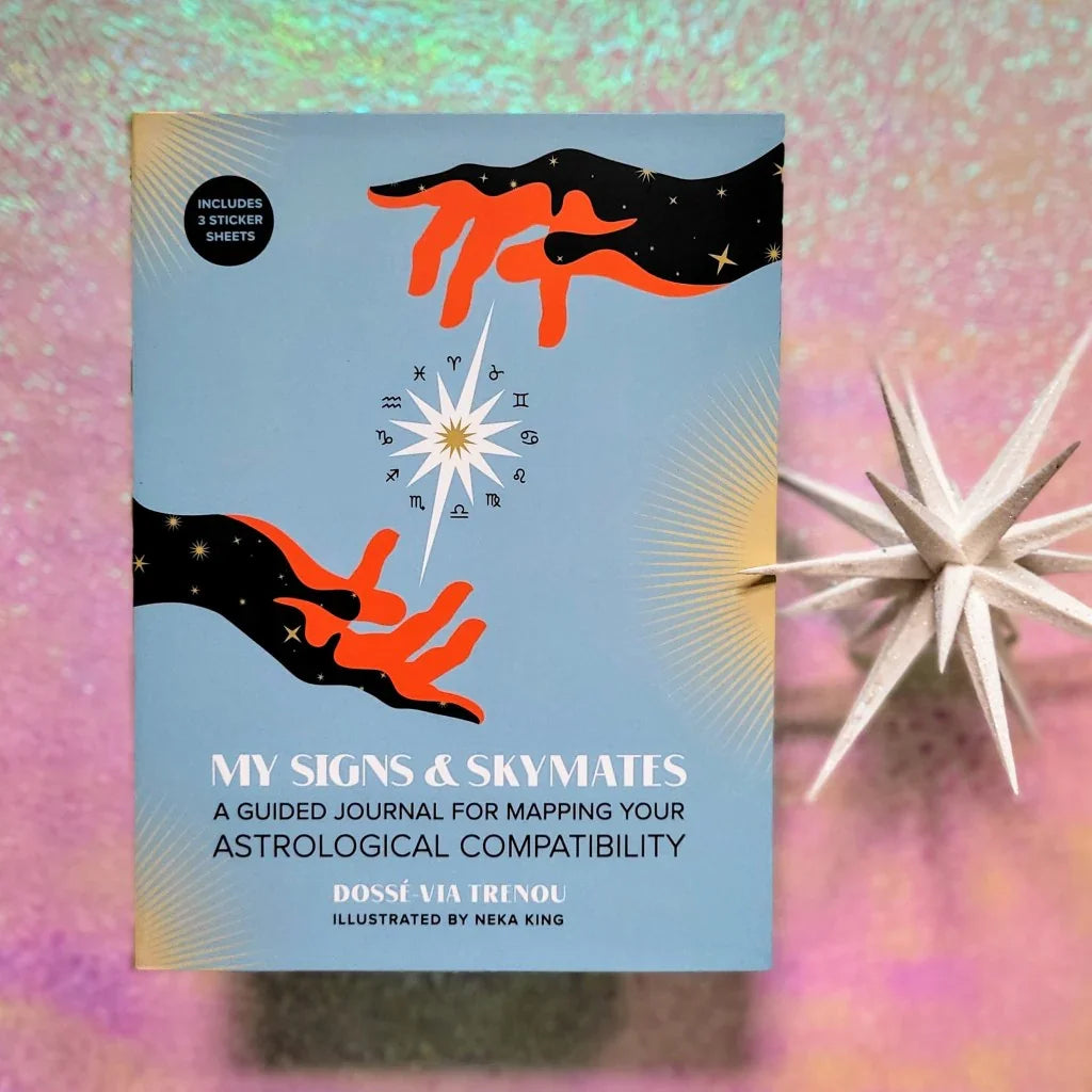 Book cover of 'My Signs & Skymates' with hands reaching towards a star design on a colorful background