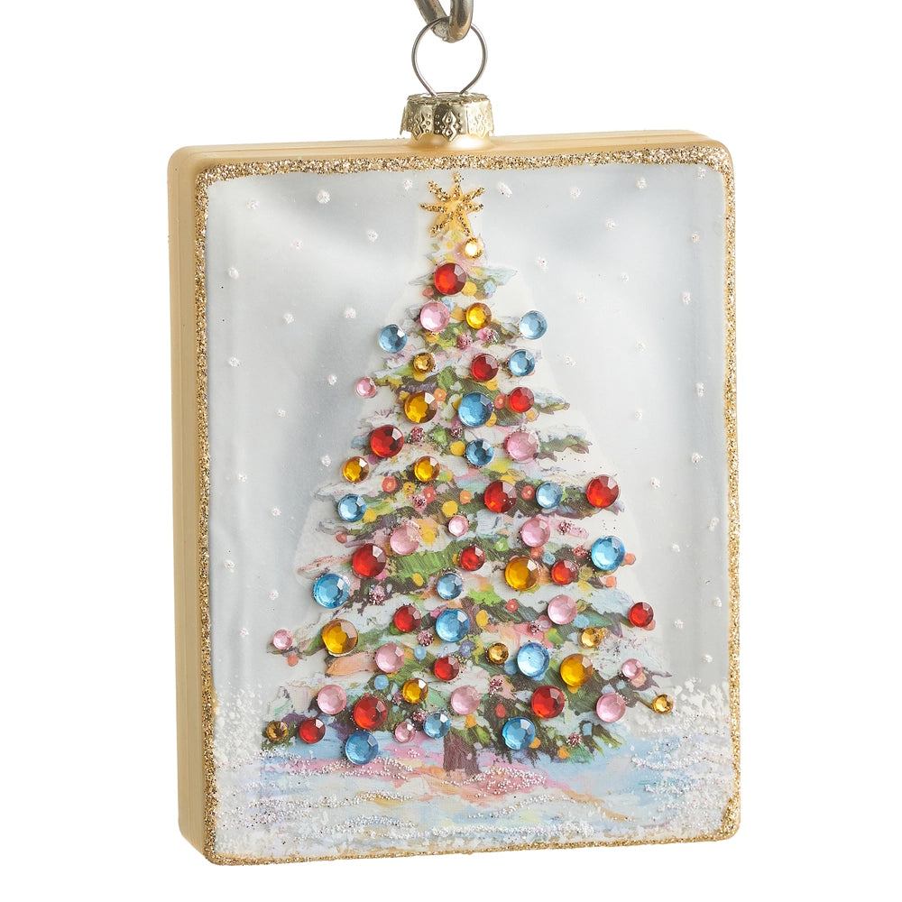 Decorative Christmas tree ornament with colorful decorations on a white background
