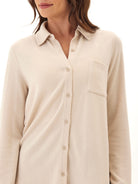 Tapioca Kandyce Solid Knit Fleece Button Down Shirt