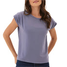 Perriwinkle Blue Modal Terry Pleated Top Front