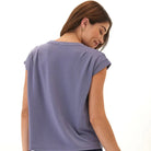 Perriwinkle Blue Modal Terry Pleated Top Back