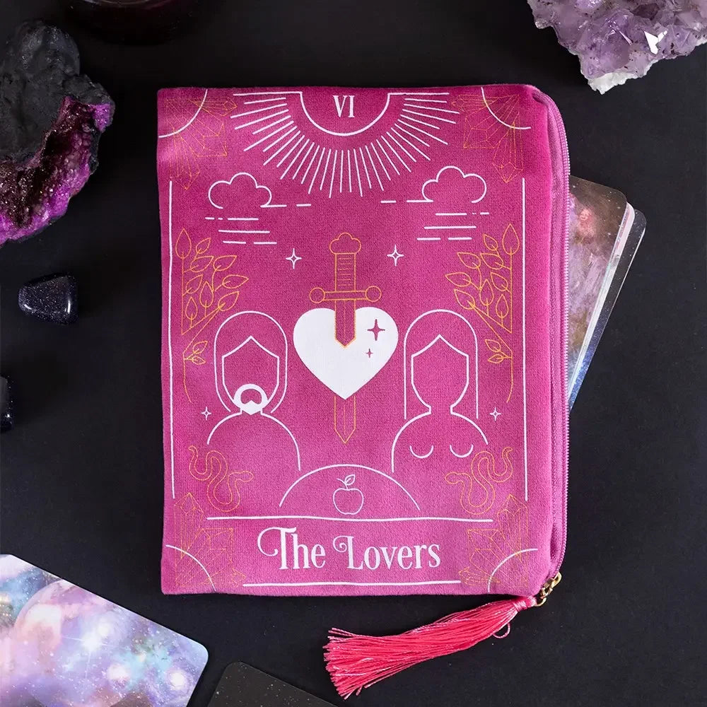 The Lovers Tarot Card Zipper Pouch Flat Lay