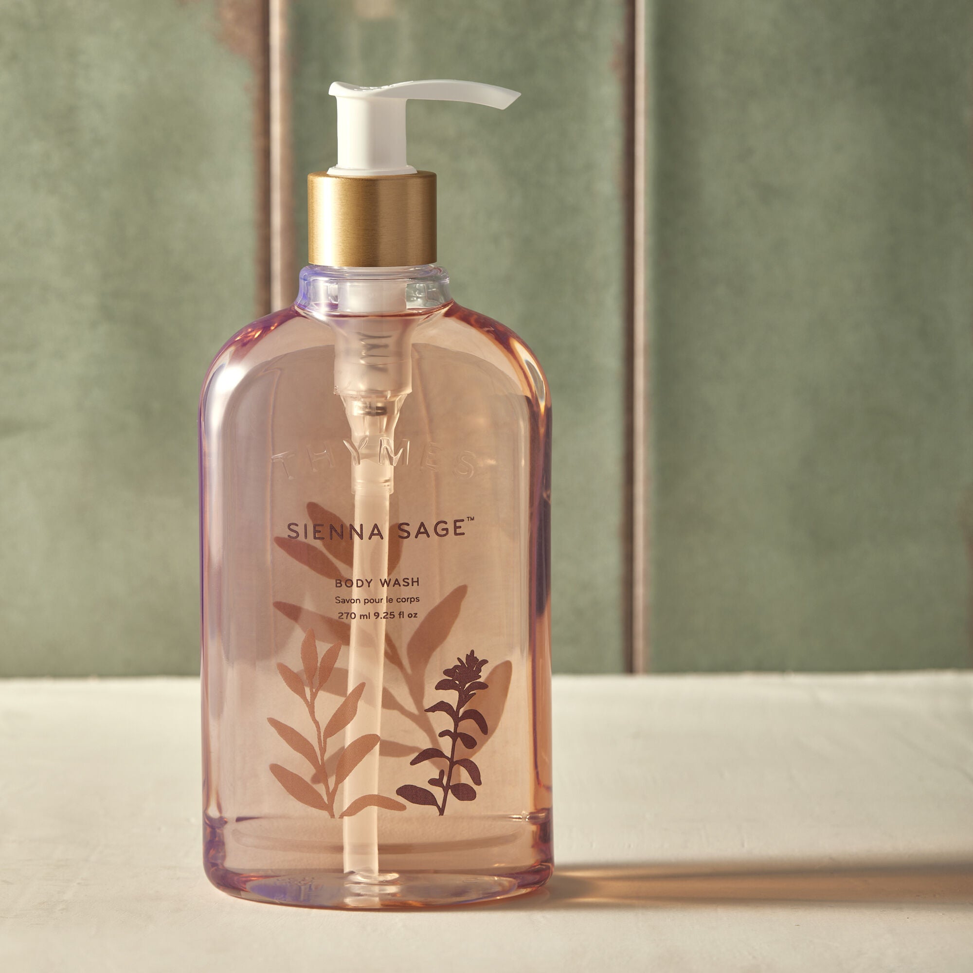 Sienna Sage Body Wash with a light green background