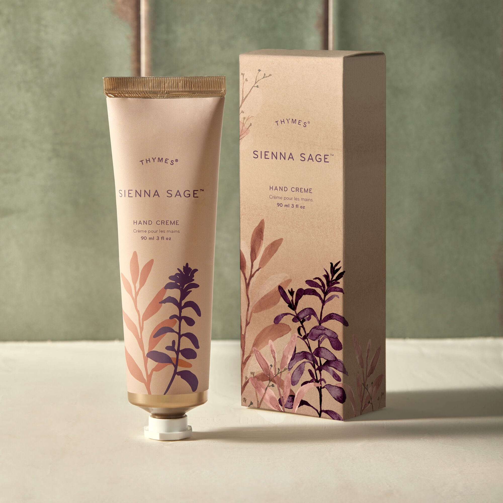 Sienna Sage Hand Cream with a light green background