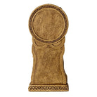 Triple goddess statue back  with intricate patterns on a white background