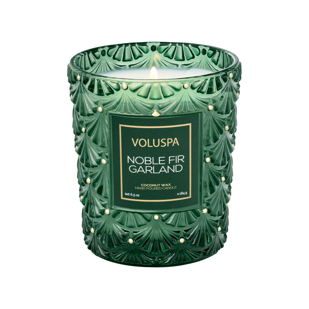 Noble Fir Garland Classic Glass Candle