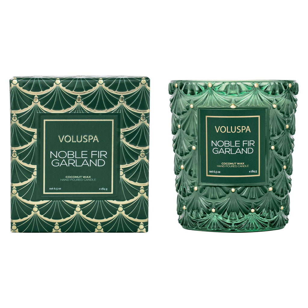 Noble Fir Garland Classic Glass Candle