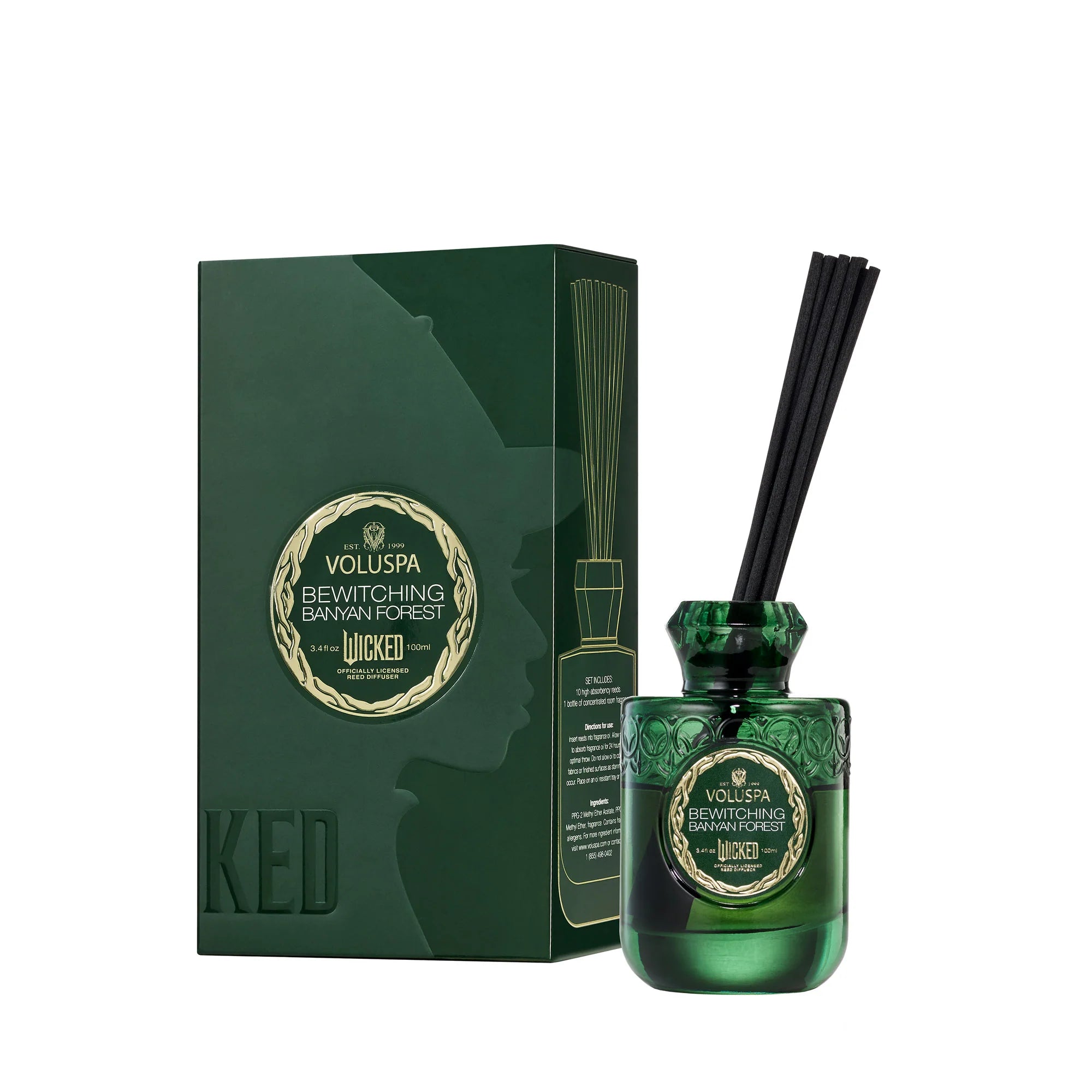 Bewitching Banyan Forest Reed Diffuser (Wicked Collection) and box