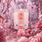 Glinda’s Perfectly Pink Yazu Boxed 8.5oz Candle (Wicked Collection) with flowers