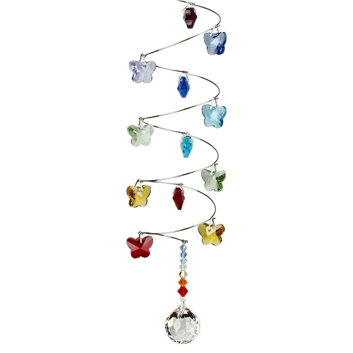 Crystal Rainbow Butterfly Spiral Suncatcher