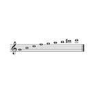 Music staff with notes on a white background