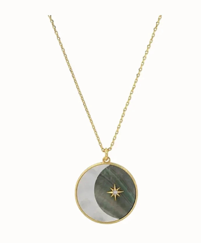 Moon Lunar Phase Medallion Necklace