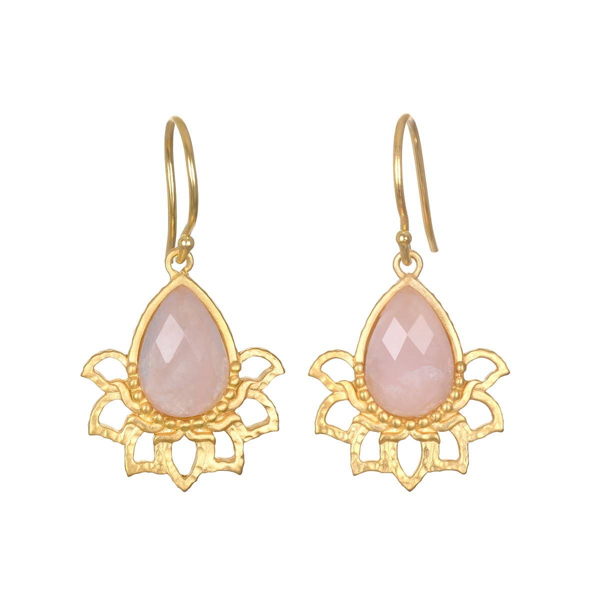 Rose Quartz Lotus Earrings