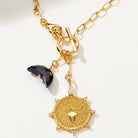 Taurus Front Toggle Zodiac Necklace with Genuine Sapphire Accent Charm