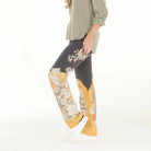 Charcoal Chrysanthemum Print Pants side view