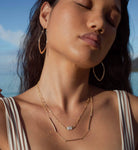 White Moonstone Cala Necklace On Model