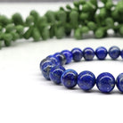 Lapis 8mm Smooth Bead Stretch Bracelet Up Close