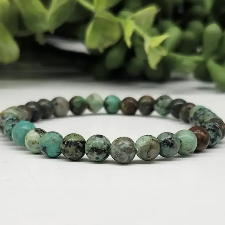 African Turquoise Jasper Smooth Bead Stretch Bracelet