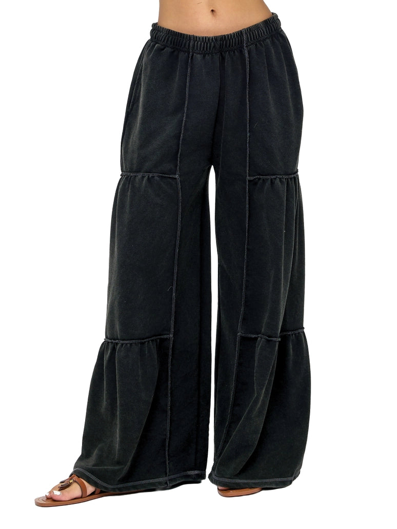 Charcoal Vintage Washed Palazzo Pants
