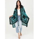 Dark Green Burnout Velvet Kimono