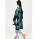 Dark Green Burnout Velvet Kimono Side View