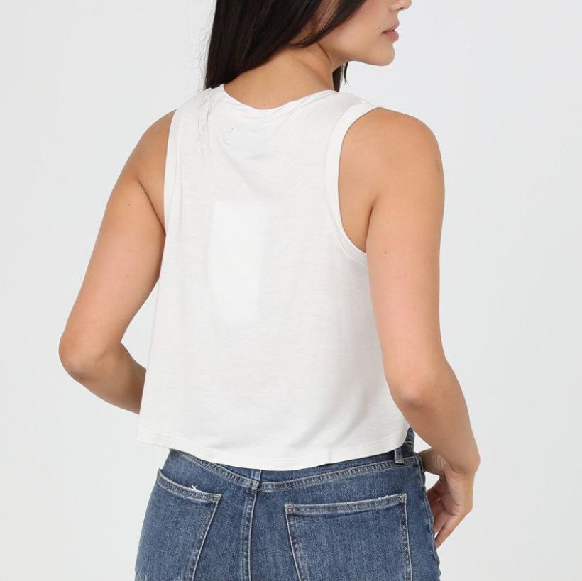 Taupe VNeck One Pocket Swingy Tank Back View