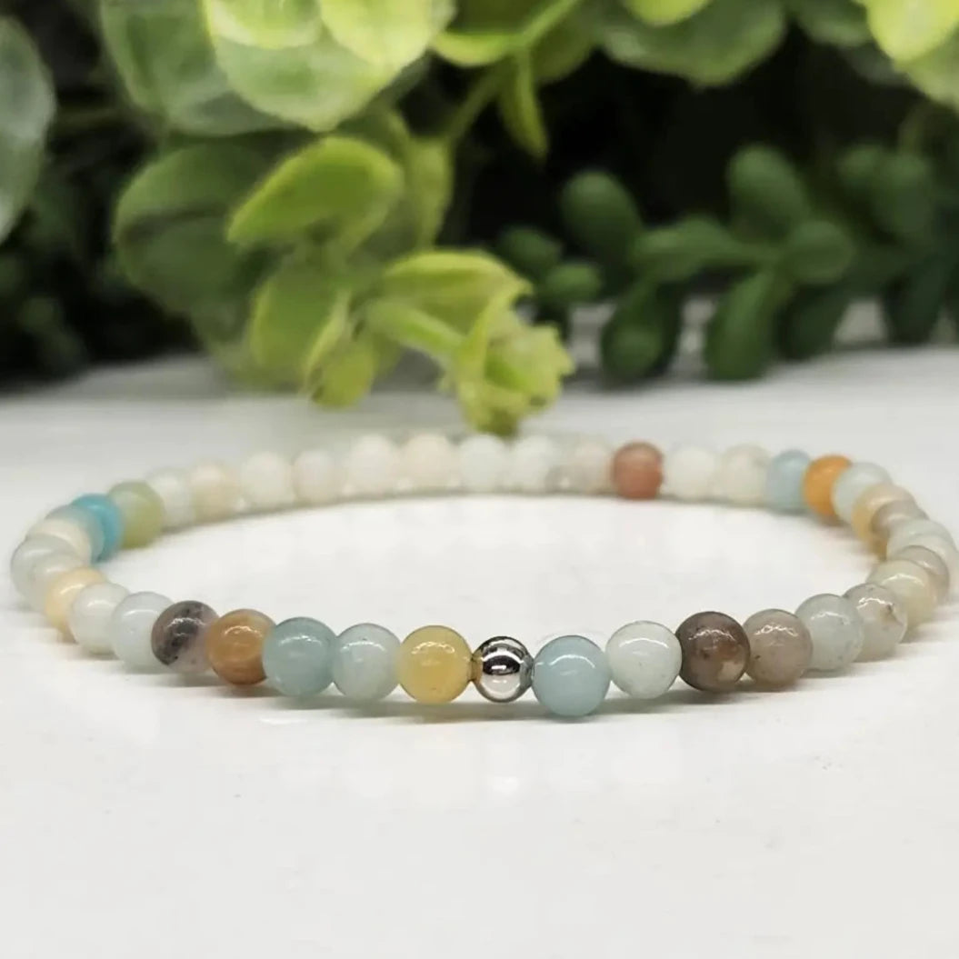 Amazonite 4mm Smooth Stretch Bead Bracelet Side View