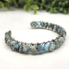 Larimar Bangle Bracelet 18KT White Gold Overlay Full View