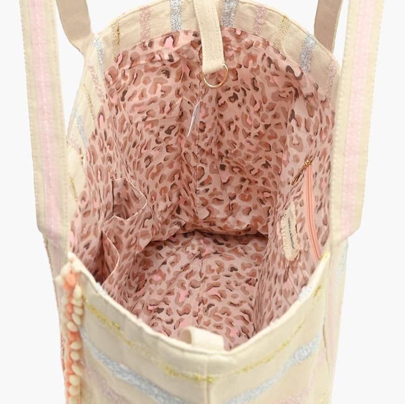 Rose Gold Beaded Tote Bag Inside View