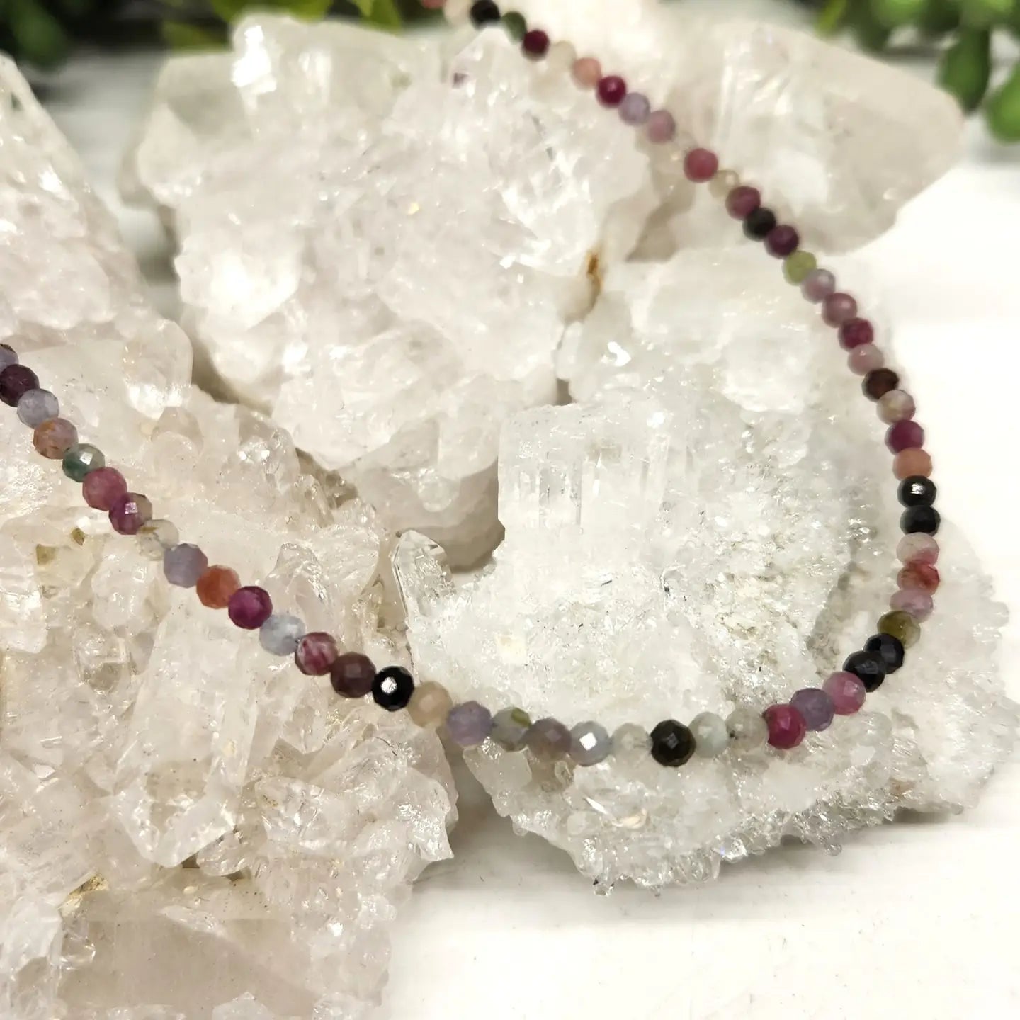 Watermelon Tourmaline Faceted Bead Necklace