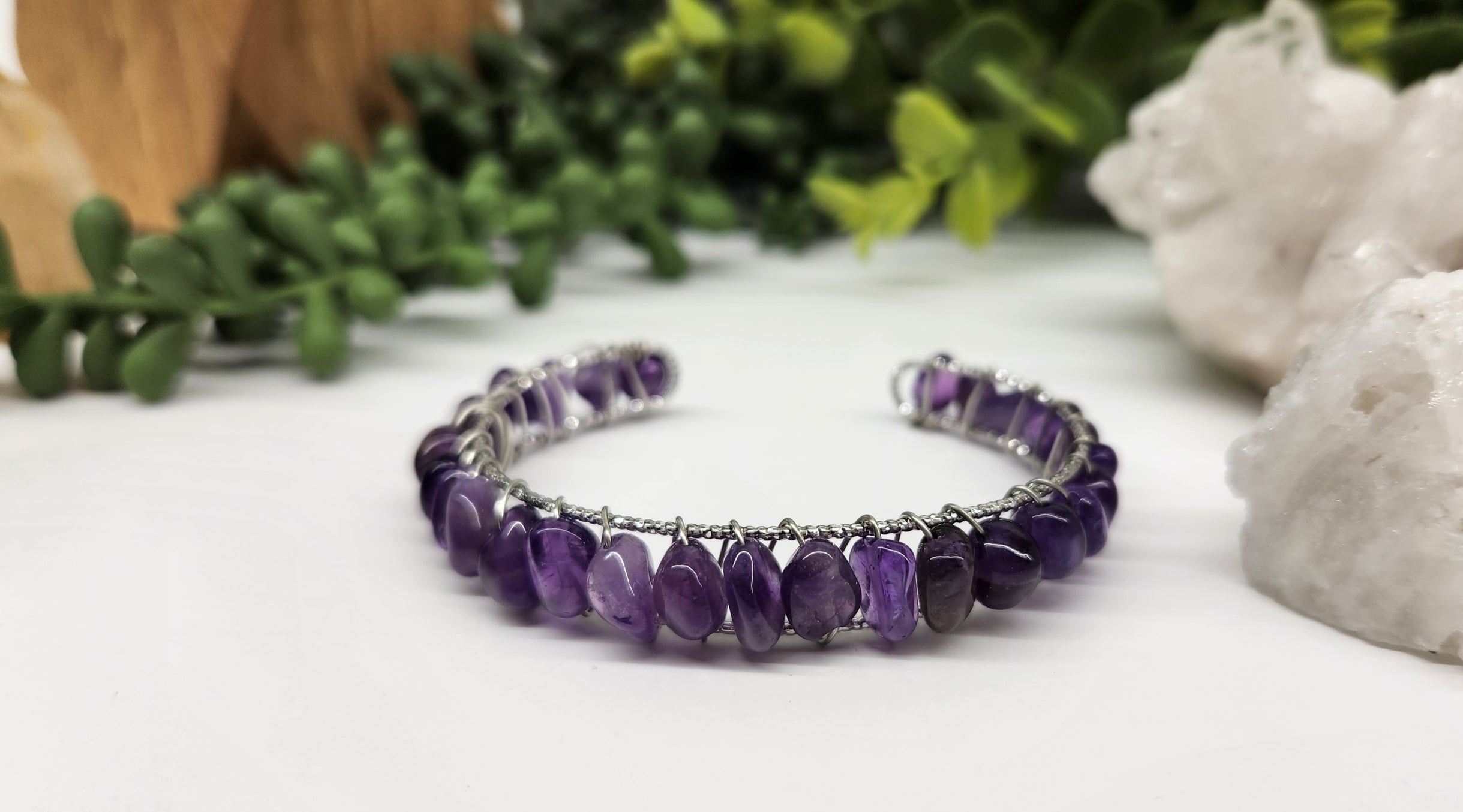 Amethyst Bangle Bracelet, Hammered Jewelry, Amethyst Bracelet, Boho Bracelet, Handmade Bracelets, hotsell Wire Wrapped Jewelry, Presence Jewelry