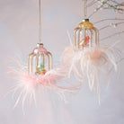Birdcage Glass Ornament Marabou Trim