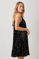 Black Tie Strap Velvet Dress side view