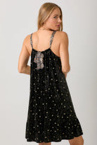 Black Tie Strap Velvet Dress back view