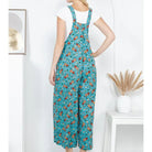Blue Vintage Floral Cotton Wide Leg Overalls back view
