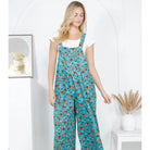 Blue Vintage Floral Cotton Wide Leg Overalls front view_2