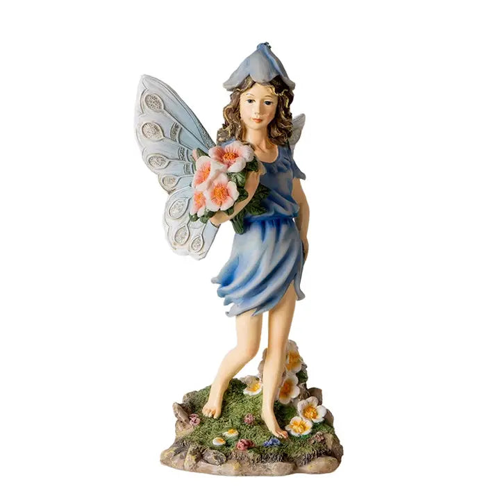 Blue Fairy with Flowers Figurine