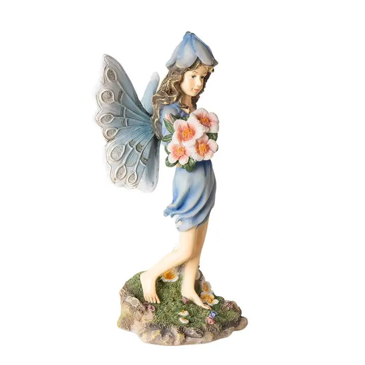 Blue Fairy with Flowers Figurine Other Side