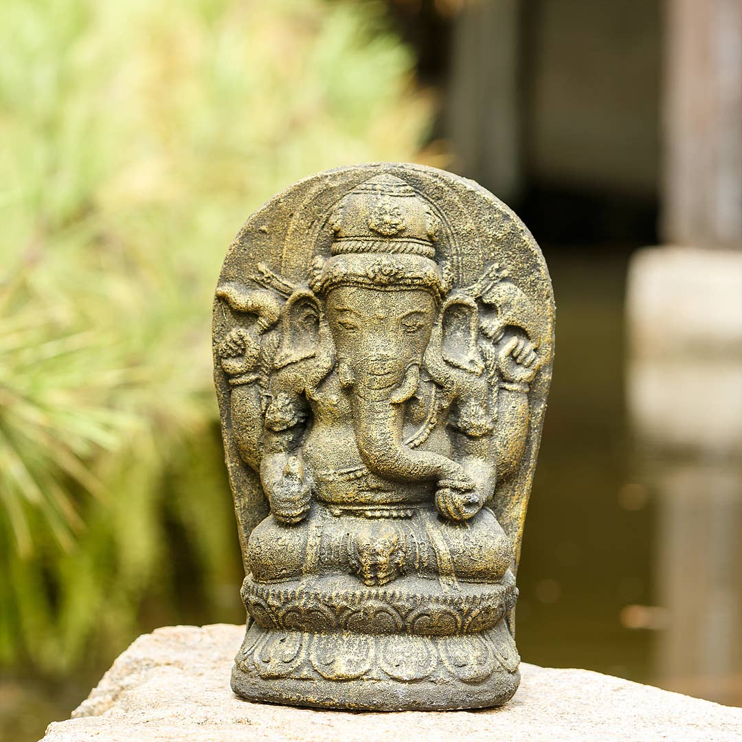 Ganesh Statue Hand Carved from Volcanic Ash