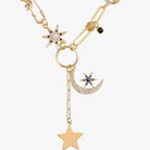 Celestial Charm Necklace on Paperclip Chain Close-up
