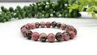 Rhodonite Smooth Bead Stretch Bracelet 8MM Full View