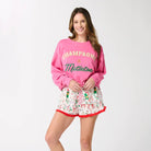 Azalea Champagne & Mistletoe Lounge Sweatshirt Front View