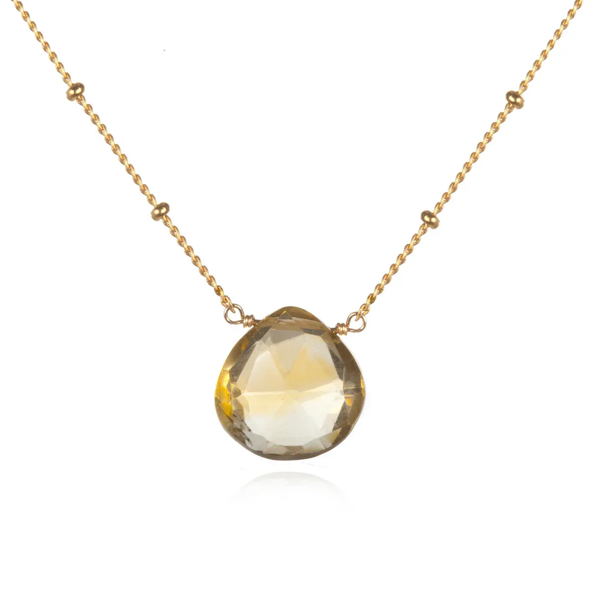 Brighter Than Sunshine Citrine Abundance Gold Teardrop Necklace