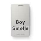 Product packaging for 'Boy Smells' in coco cream flavor on a white background
