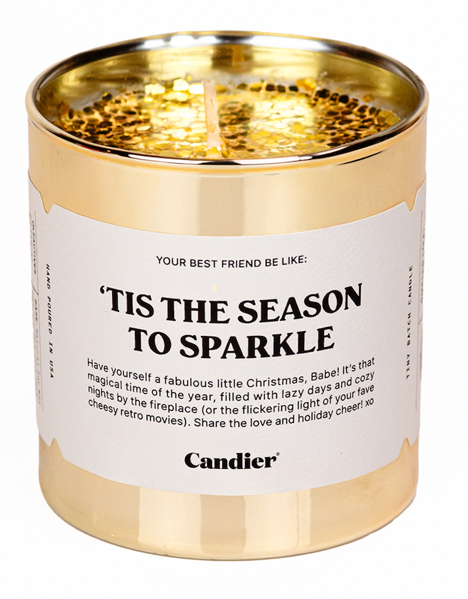 Tis The Season Golden Glitter Holiday Candle