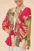 Delicate Tropical in Dark Rose Kimono Jacket