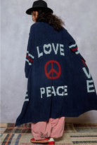 Indigo "Love & Peace" Long Cardigan Back